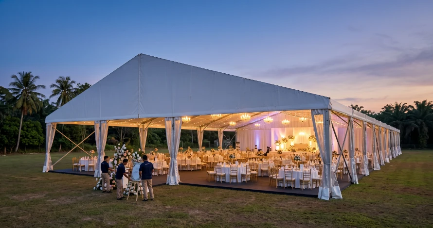 Marquee tent besar dipasang untuk majlis kahwin oleh AFK Kanopi